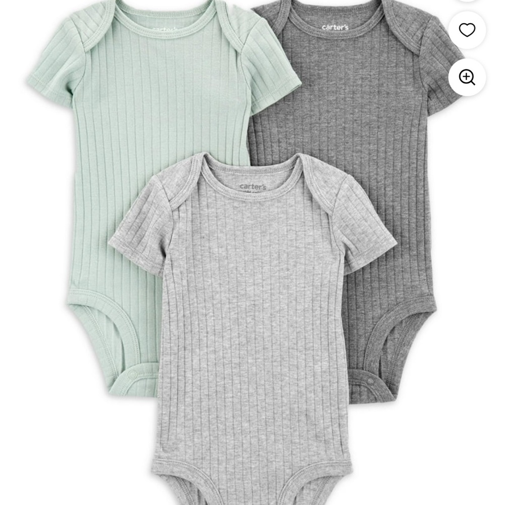 Carter's Ribbed Bodysuits - Mint, Light Gray, Charcoal (17)